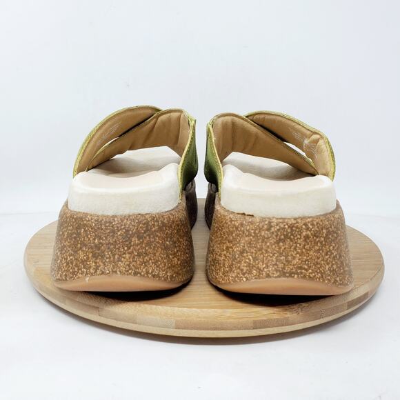 Dansko Bridget Platform Sandal Women 37 Chartreuse Leather Chunky Sole Boho Shoe - Picture 8 of 14